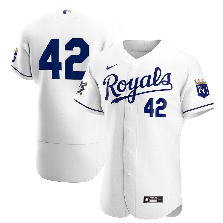 Mens Kansas City Royals #42 Nike White Home Jackie Robinson Day Authentic MLB Jerseys->cincinnati reds->MLB Jersey